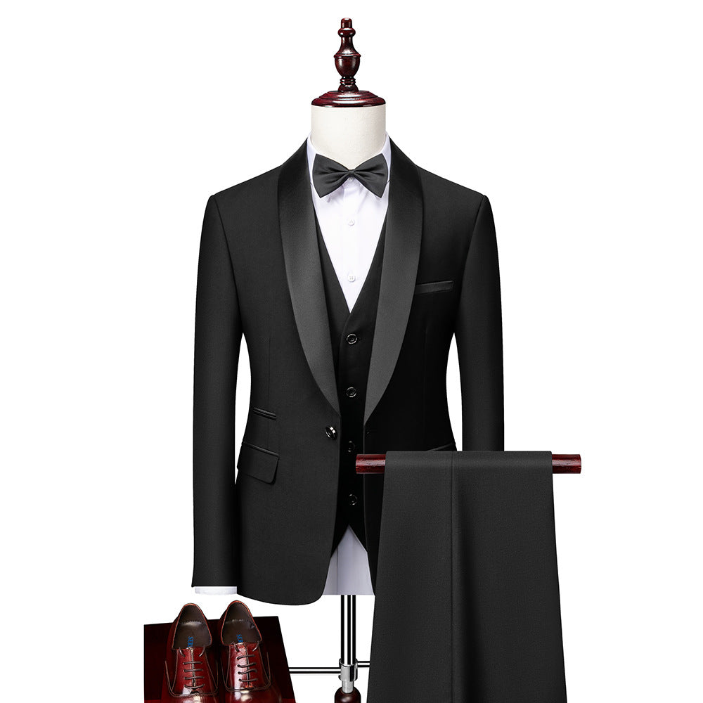 Davy | Men's Polished Shawl Lapel 3-Piece Suit