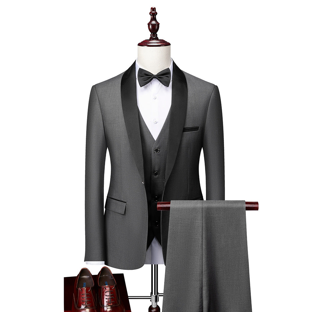 Davy | Men's Polished Shawl Lapel 3-Piece Suit