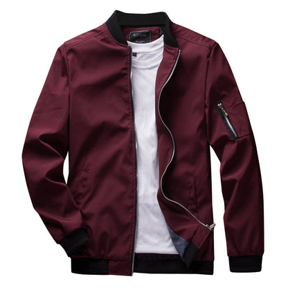 Men's Versatile Bomber Jacket with Zipper Pocket