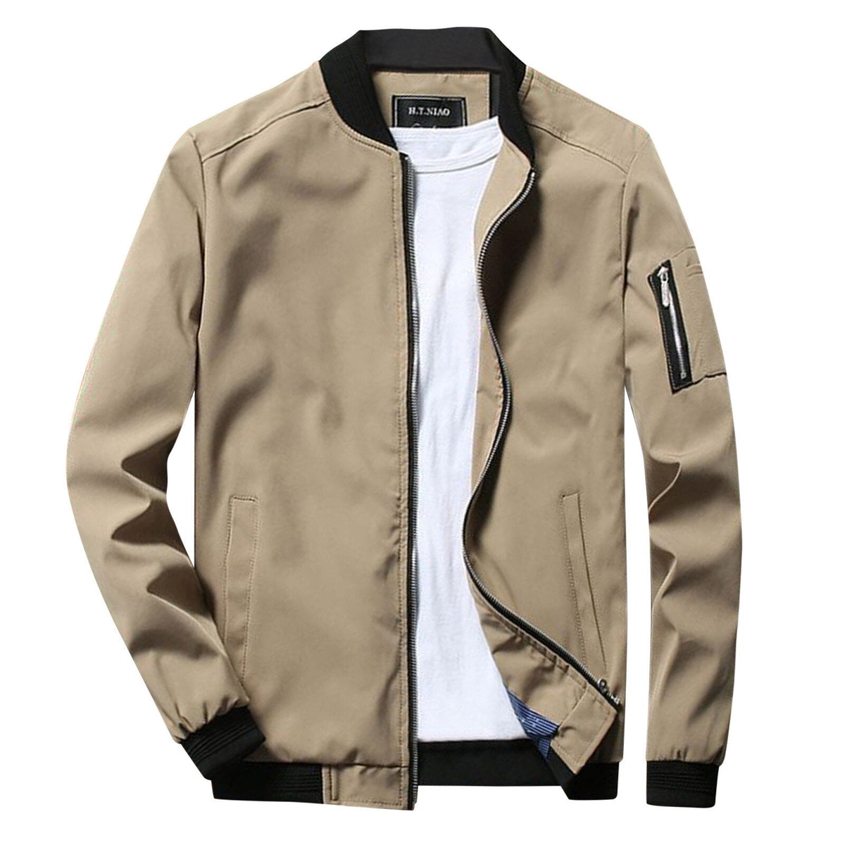 Men's Versatile Bomber Jacket with Zipper Pocket