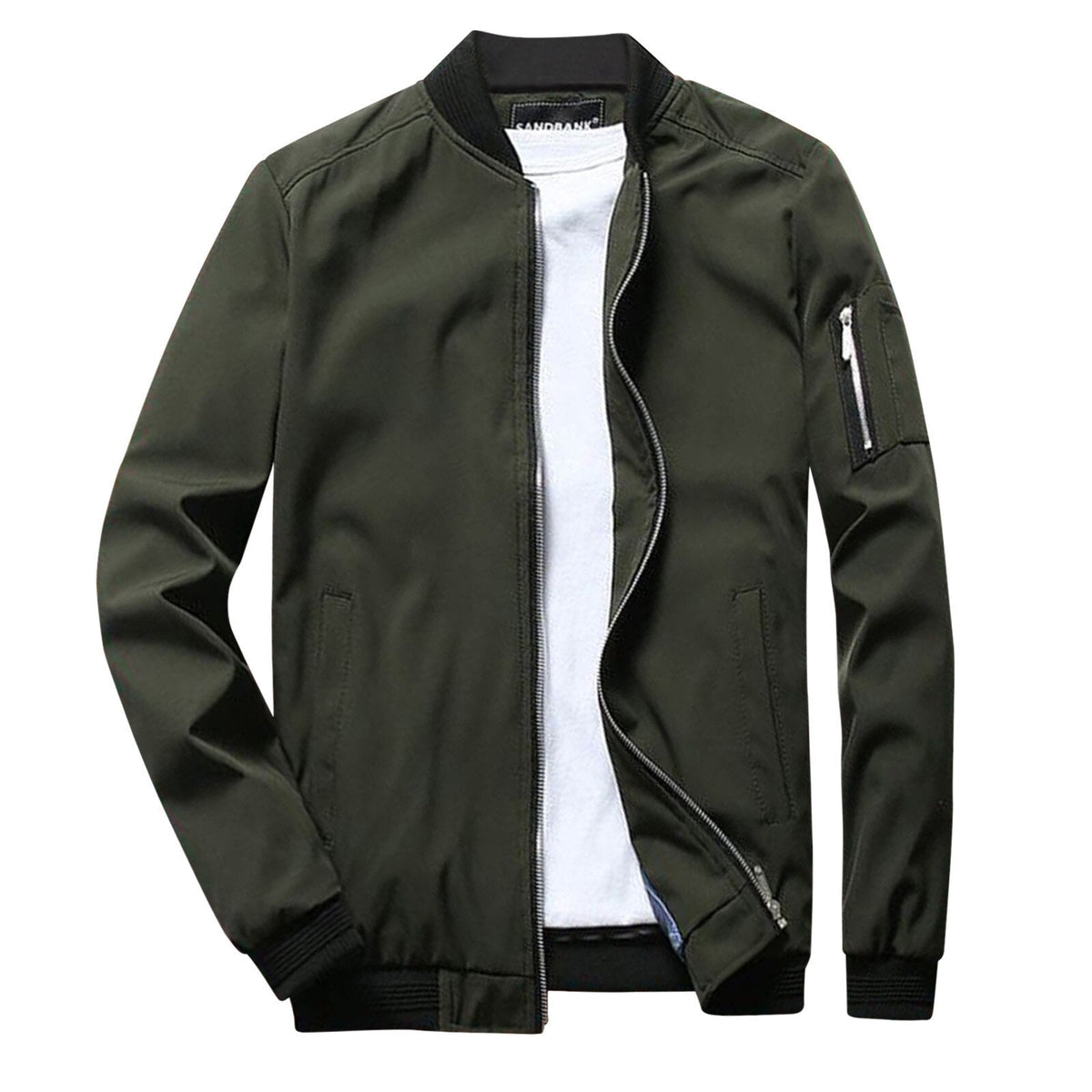 Men's Versatile Bomber Jacket with Zipper Pocket