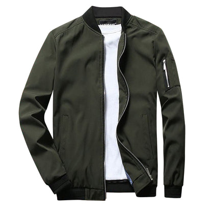 Men's Versatile Bomber Jacket with Zipper Pocket