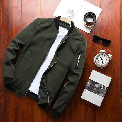 Men's Versatile Bomber Jacket with Zipper Pocket