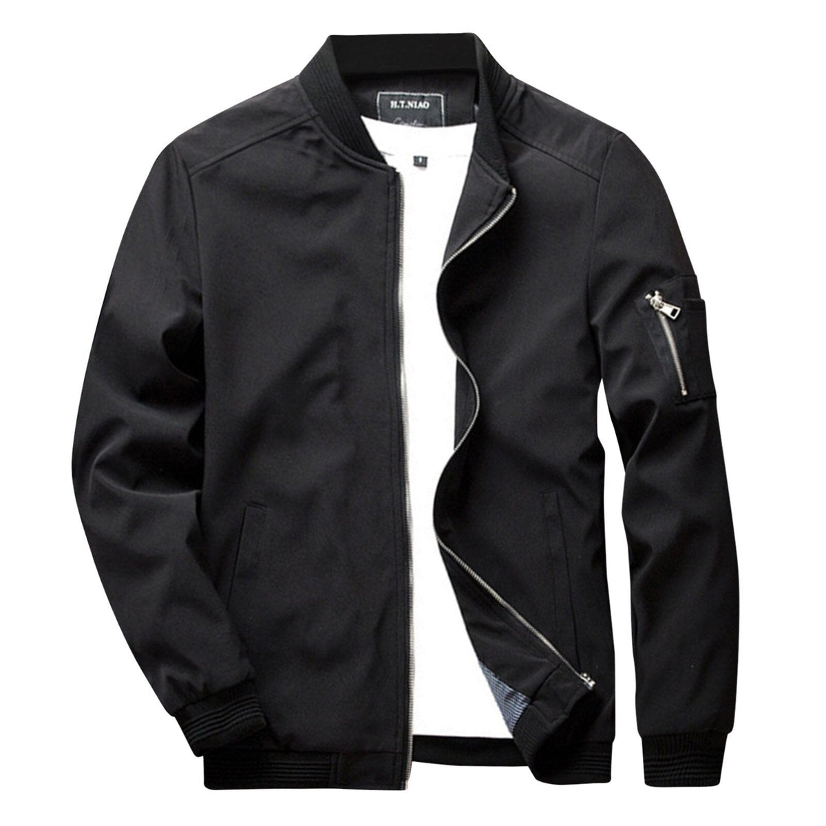 Men's Versatile Bomber Jacket with Zipper Pocket