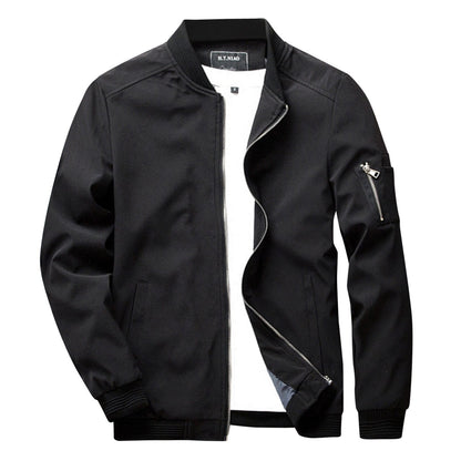 Men's Versatile Bomber Jacket with Zipper Pocket