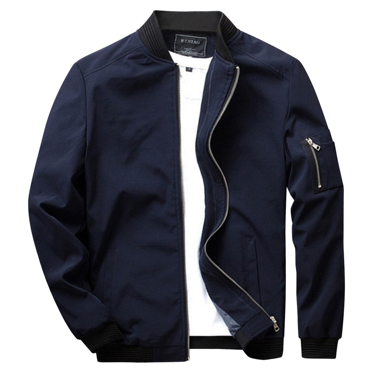 Men's Versatile Bomber Jacket with Zipper Pocket