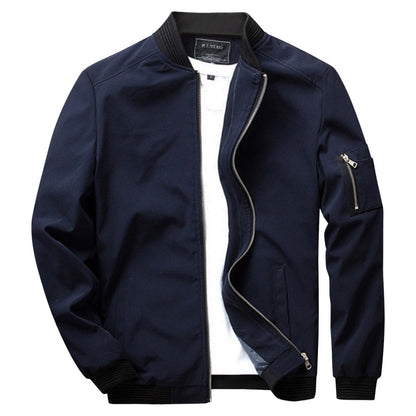 Men's Versatile Bomber Jacket with Zipper Pocket
