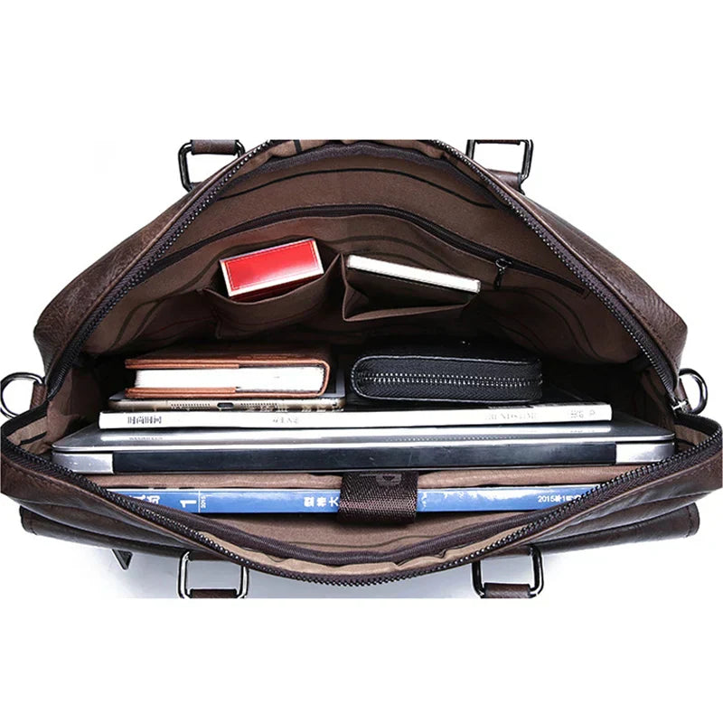 Davy | Men's Leather Top Handle Briefcase Bag