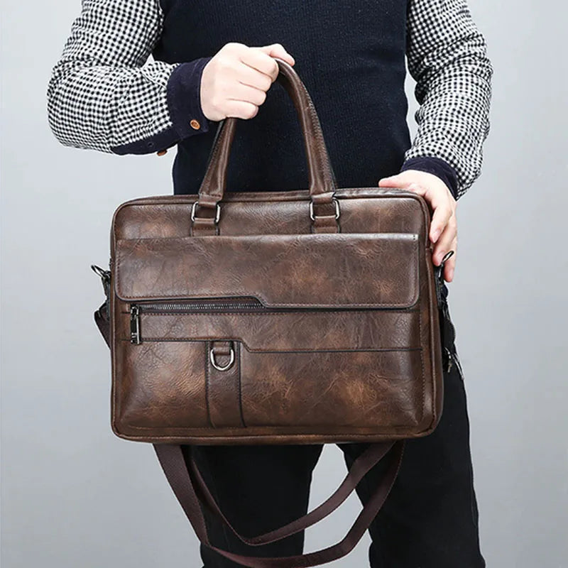 Davy | Men's Leather Top Handle Briefcase Bag
