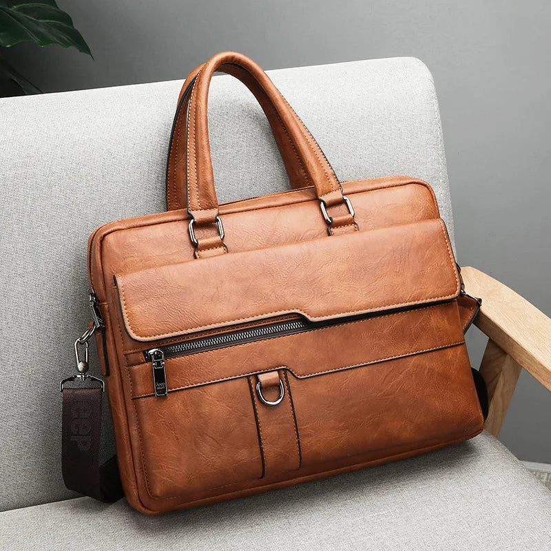 Davy | Men's Leather Top Handle Briefcase Bag