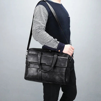 Davy | Men's Leather Top Handle Briefcase Bag