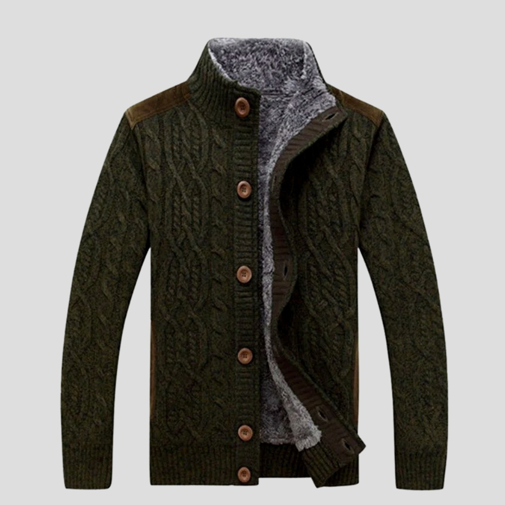 Men's Cozy Lined Cable Knit Cardigan