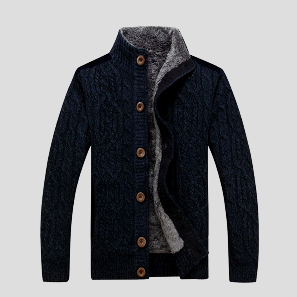 Men's Cozy Lined Cable Knit Cardigan