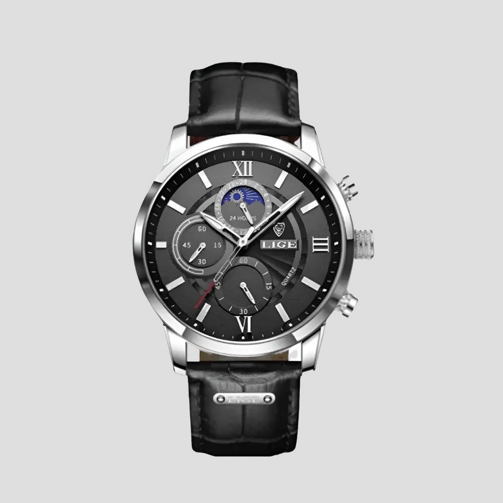 Davy | Men's Classic Analog Watch with Moon Phase Dial
