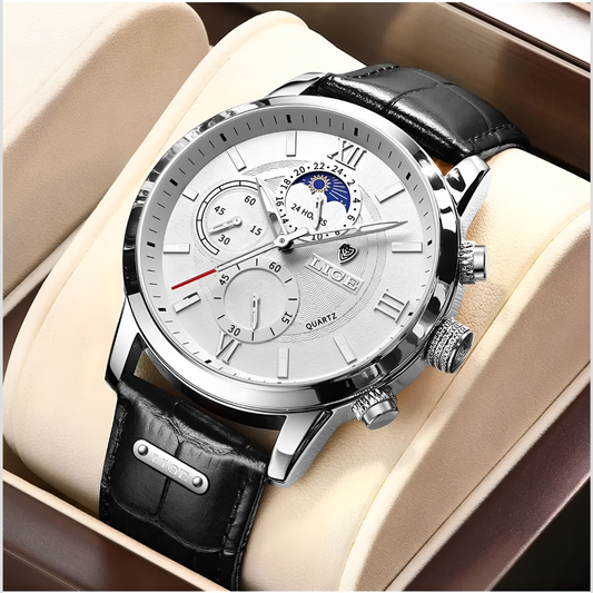 Davy | Men's Classic Analog Watch with Moon Phase Dial