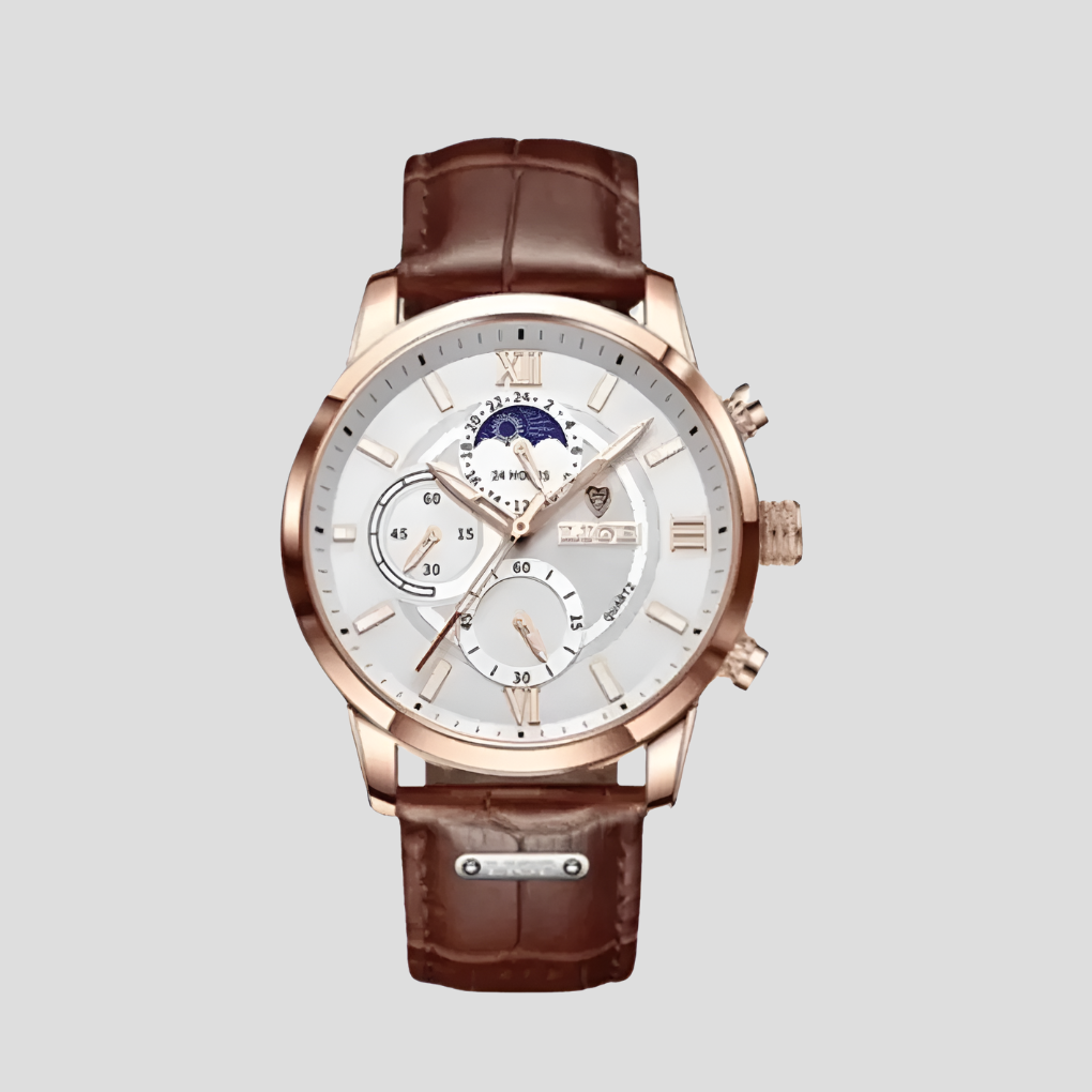 Davy | Men's Classic Analog Watch with Moon Phase Dial