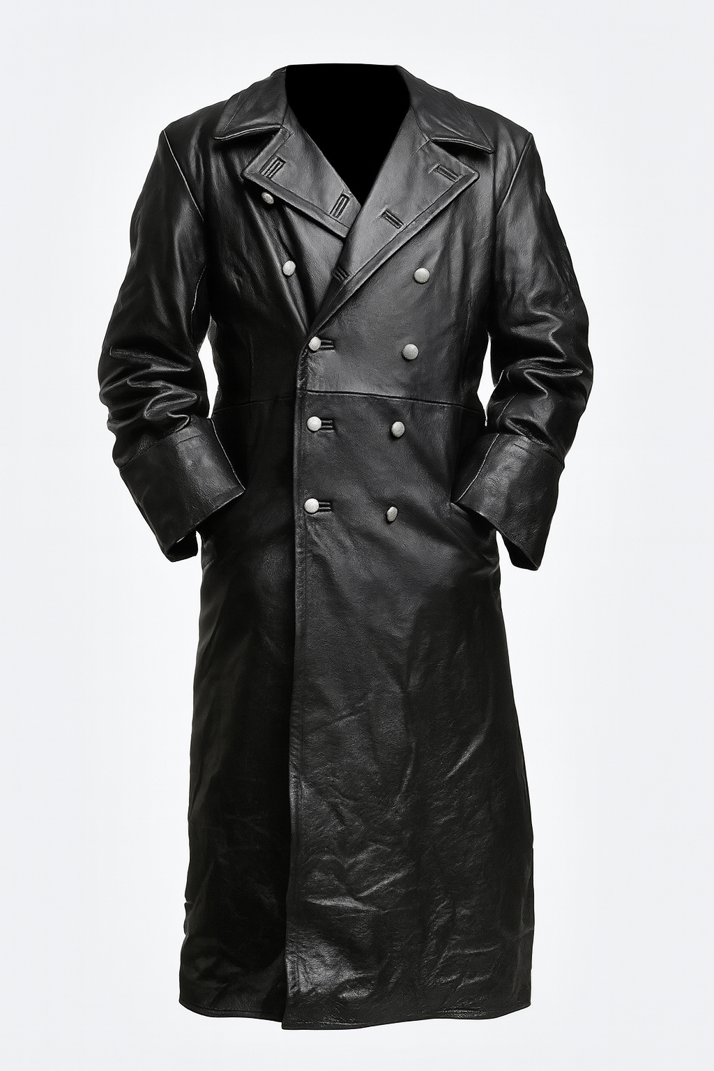 Davy | Men's Vintage Military Leather Trench Coat