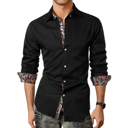 Men's Dress Shirt with Unique Paisley Print Accents