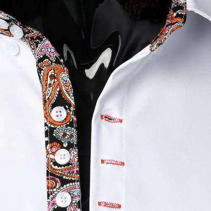 Men's Dress Shirt with Unique Paisley Print Accents
