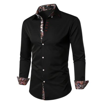 Men's Dress Shirt with Unique Paisley Print Accents