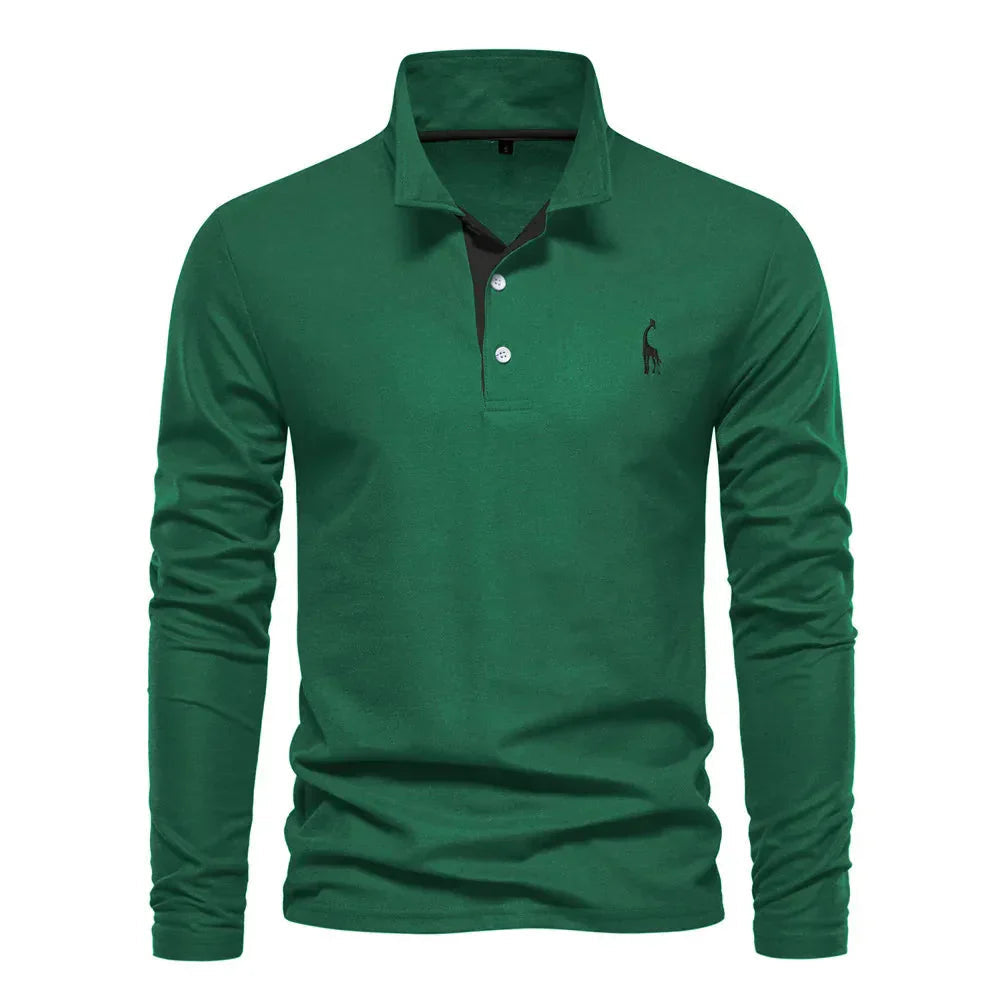 Davy | Men's Embroidered Comfortable Long Sleeve Polo