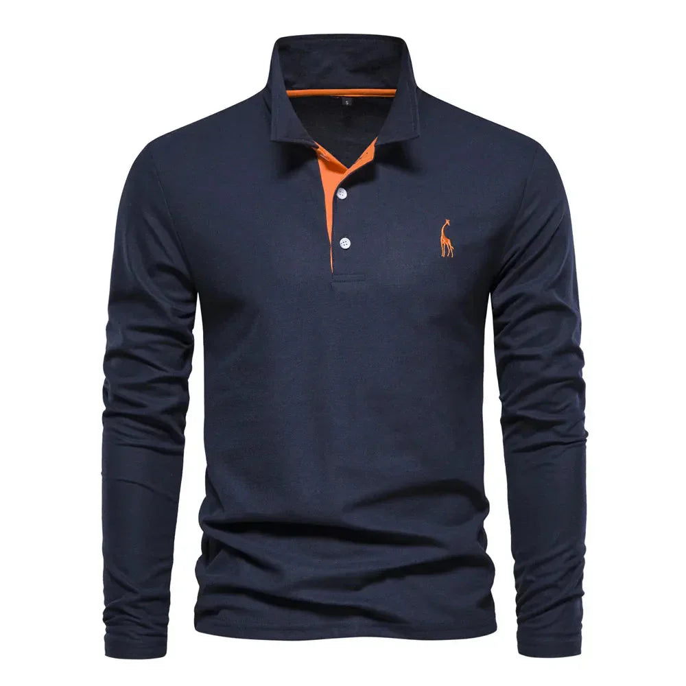 Davy | Men's Embroidered Comfortable Long Sleeve Polo
