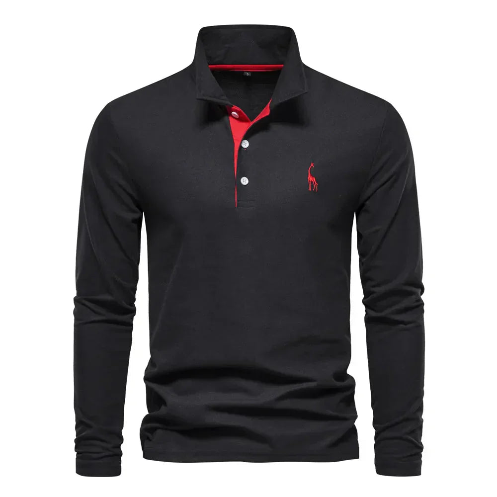 Davy | Men's Embroidered Comfortable Long Sleeve Polo