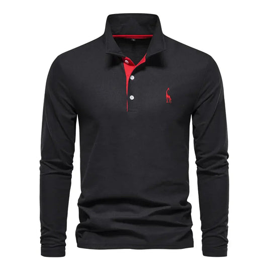 Davy | Men's Embroidered Comfortable Long Sleeve Polo