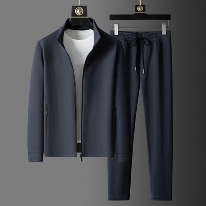 Textured Full Zip Jacket and Pant Set