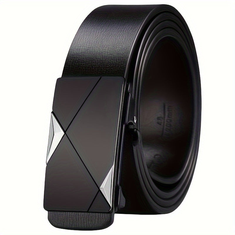 Davy | Men’s Genuine Leather Belt with Automatic Buckle – Classic Adjustable Cowhide Waist Belt