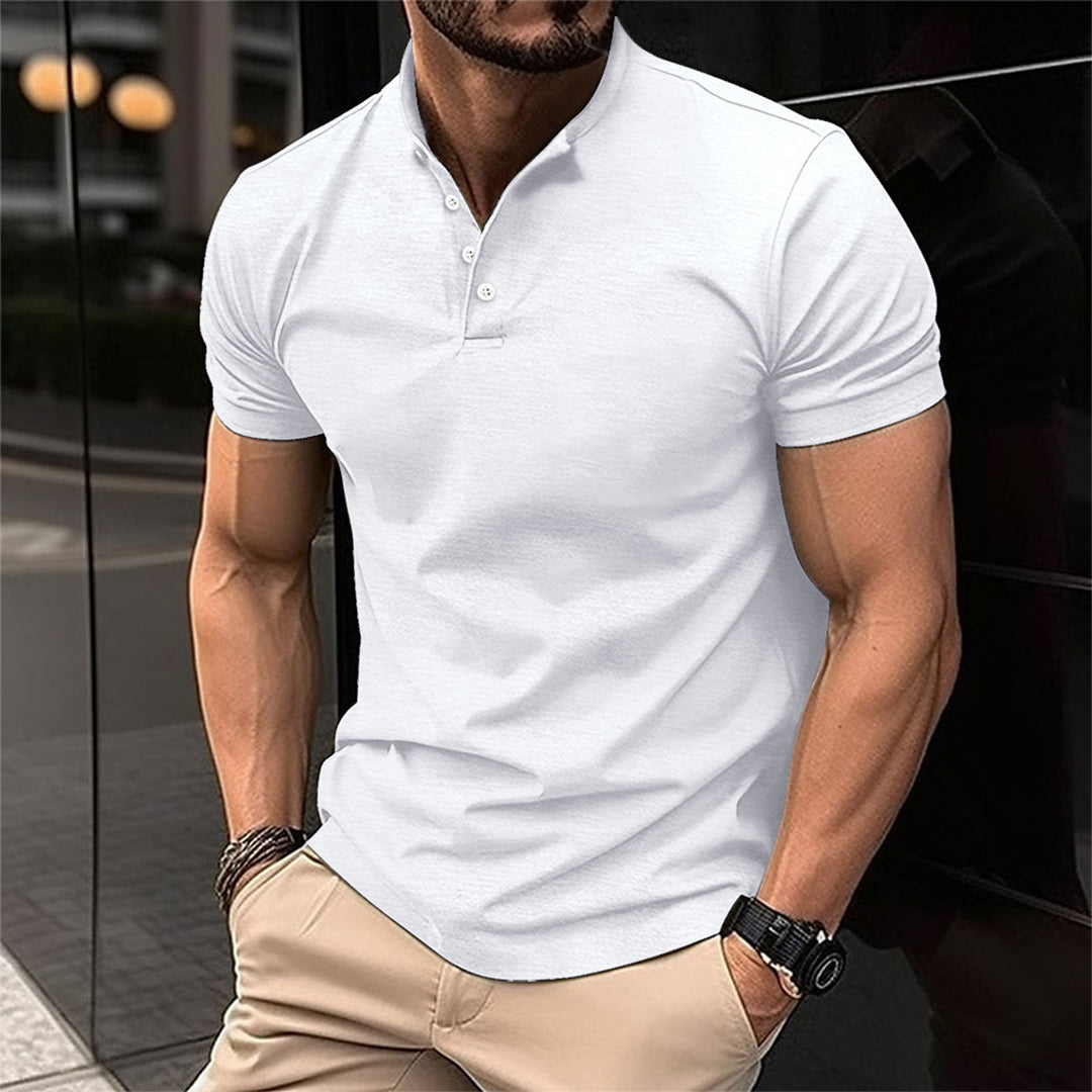Davy | Men's Band Collar Refined Henley Polo