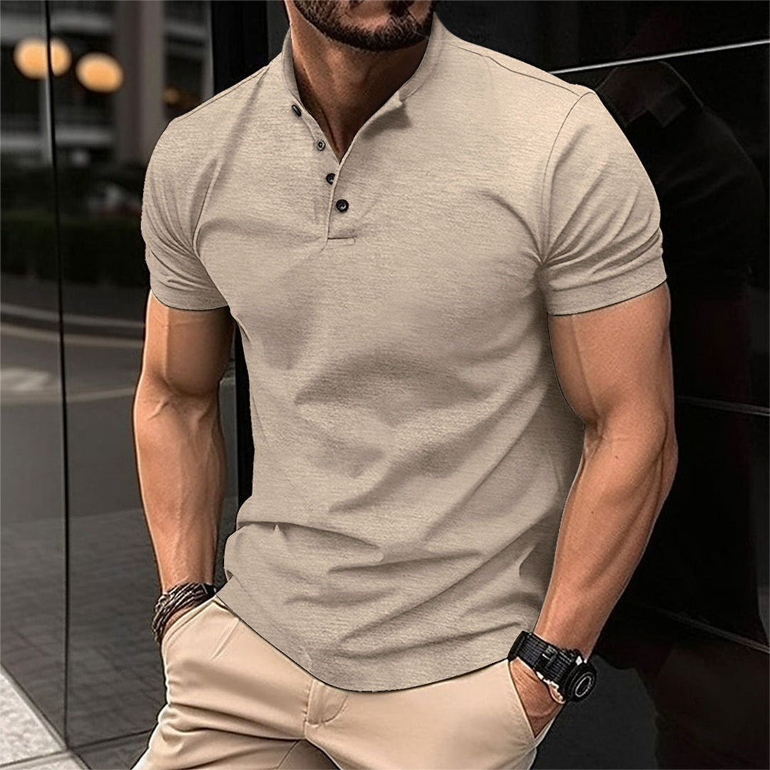 Davy | Men's Band Collar Refined Henley Polo