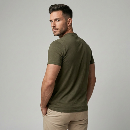 Davy | Men's Band Collar Refined Henley Polo