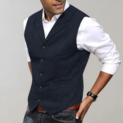 Davy | Men's Herringbone Patterned Suit Vest