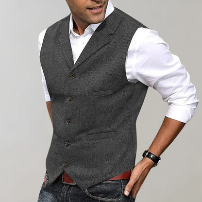 Davy | Men's Herringbone Patterned Suit Vest
