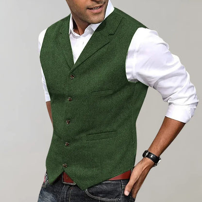 Davy | Men's Herringbone Patterned Suit Vest