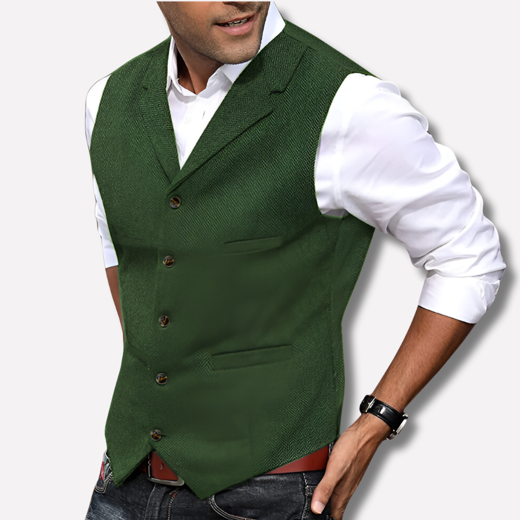 Davy | Men's Herringbone Patterned Dress Vest