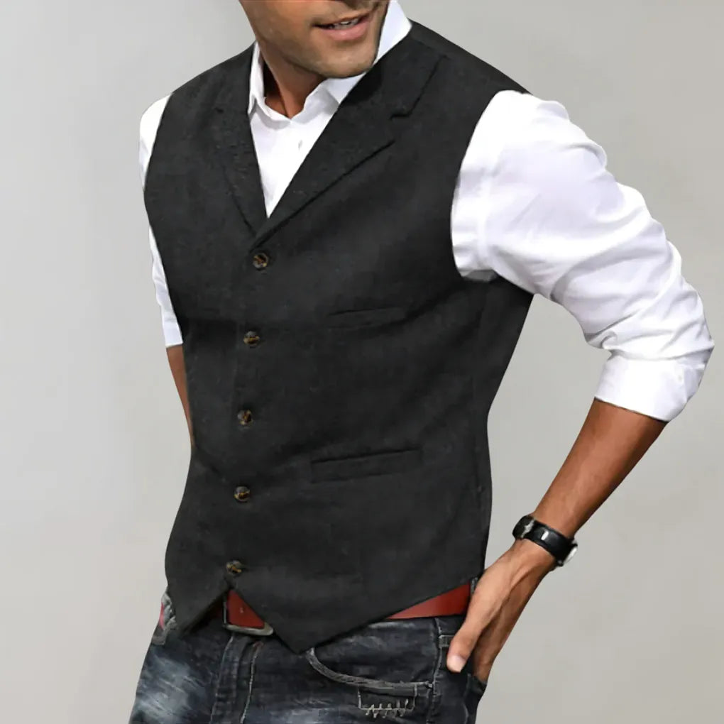 Davy | Men's Herringbone Patterned Suit Vest