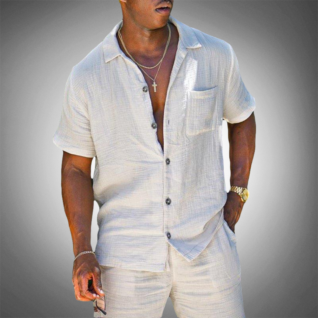 Davy | Men's Linen Shirt and Shorts Vacation Set