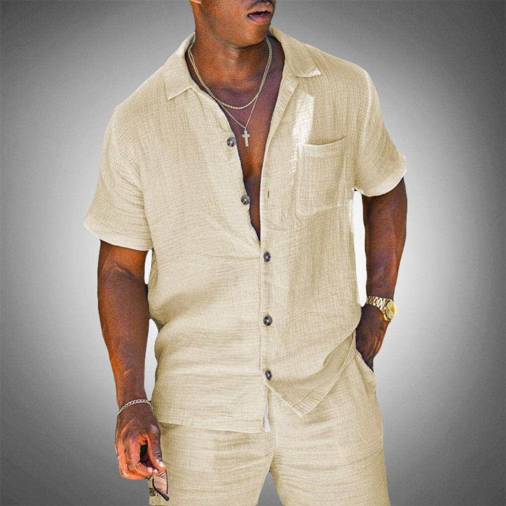 Davy | Men's Linen Shirt and Shorts Vacation Set