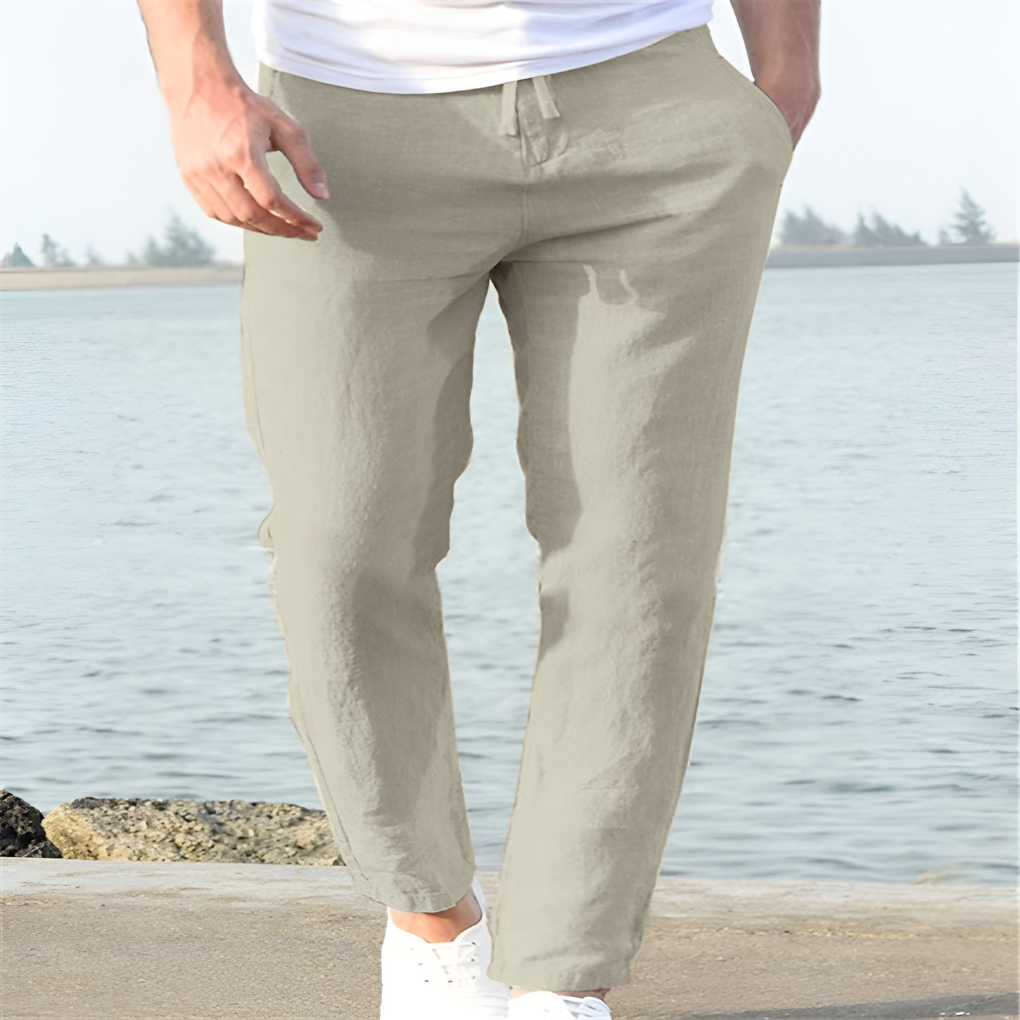 Davy | Men's Linen Blend Drawstring Trousers