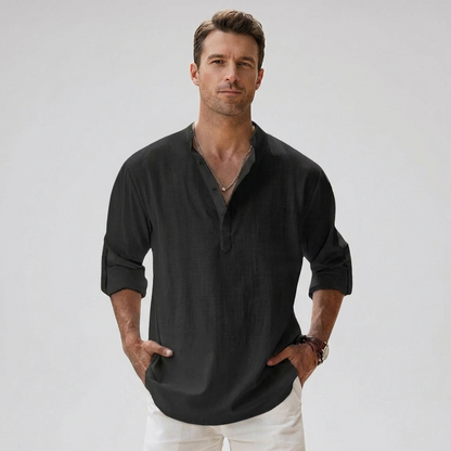 Breezy Linen Blend Henley Shirt