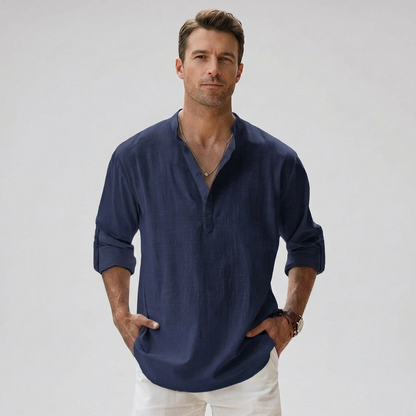Breezy Linen Blend Henley Shirt