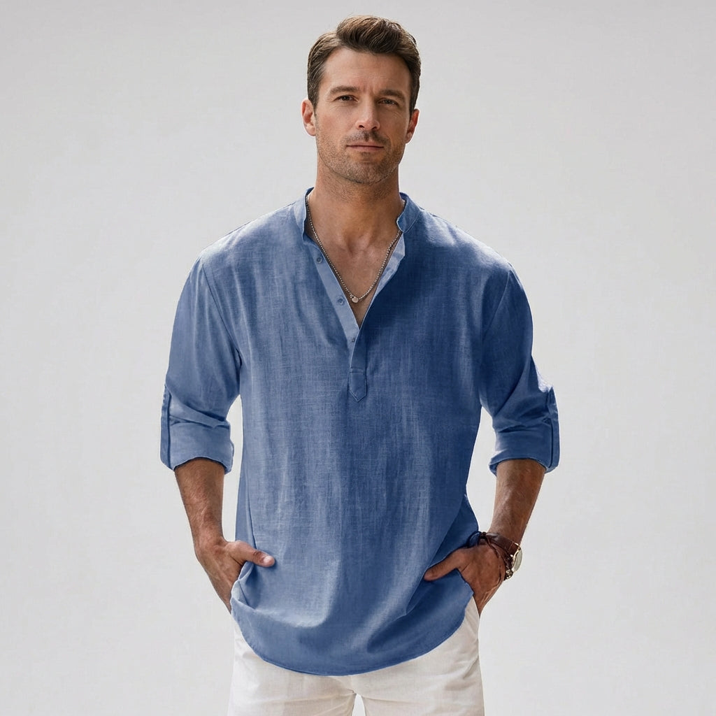 Breezy Linen Blend Henley Shirt