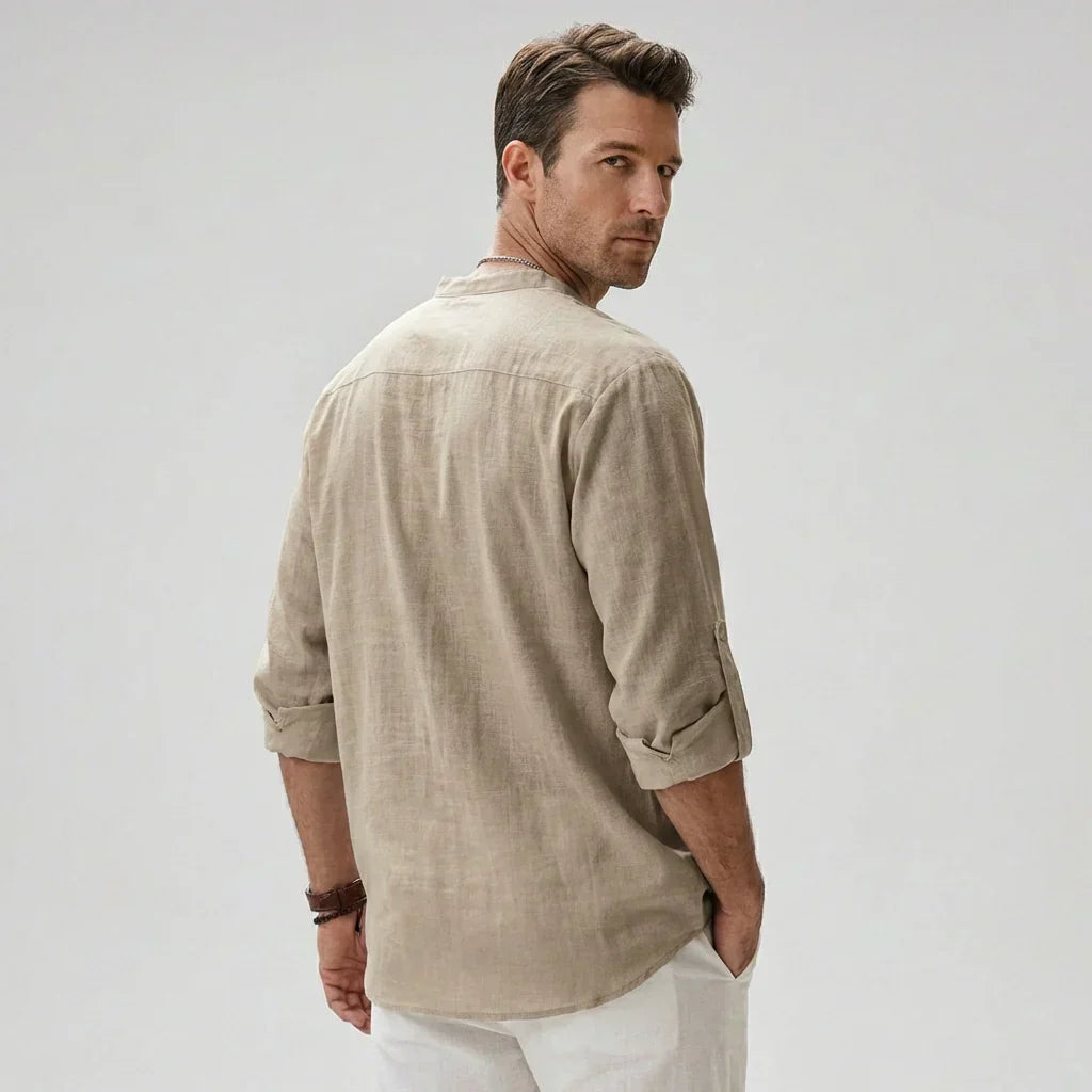 Breezy Linen Blend Henley Shirt