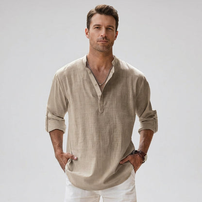 Breezy Linen Blend Henley Shirt