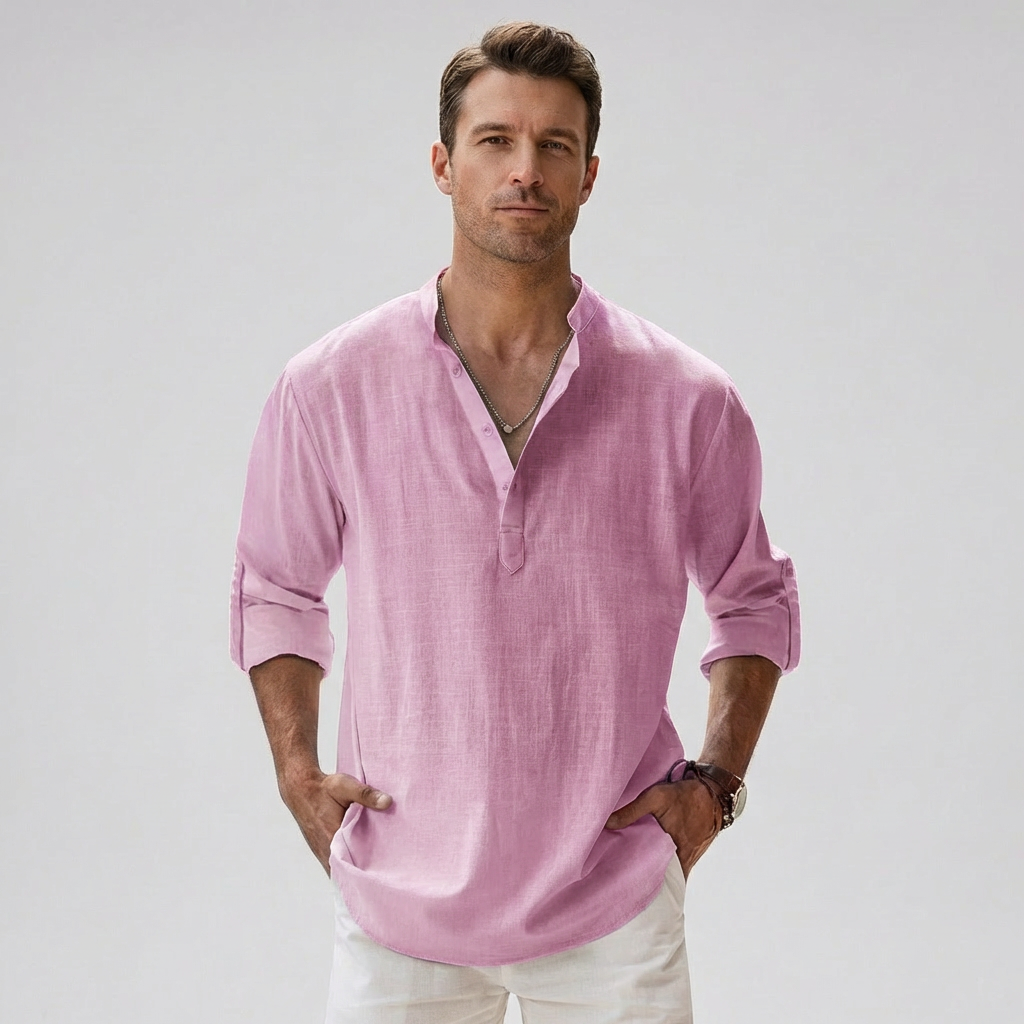Breezy Linen Blend Henley Shirt
