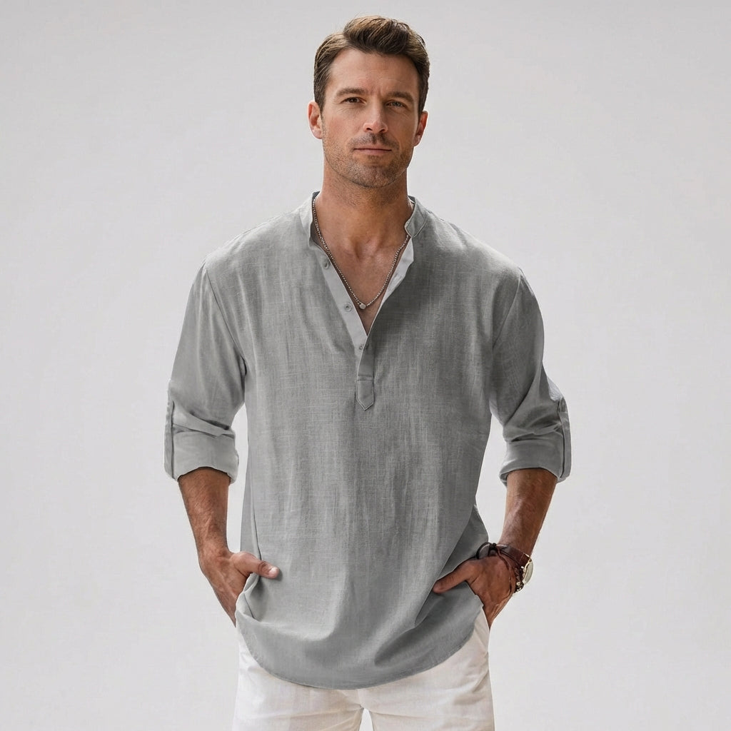Breezy Linen Blend Henley Shirt