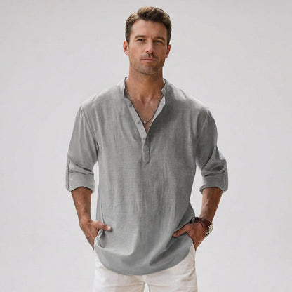 Breezy Linen Blend Henley Shirt