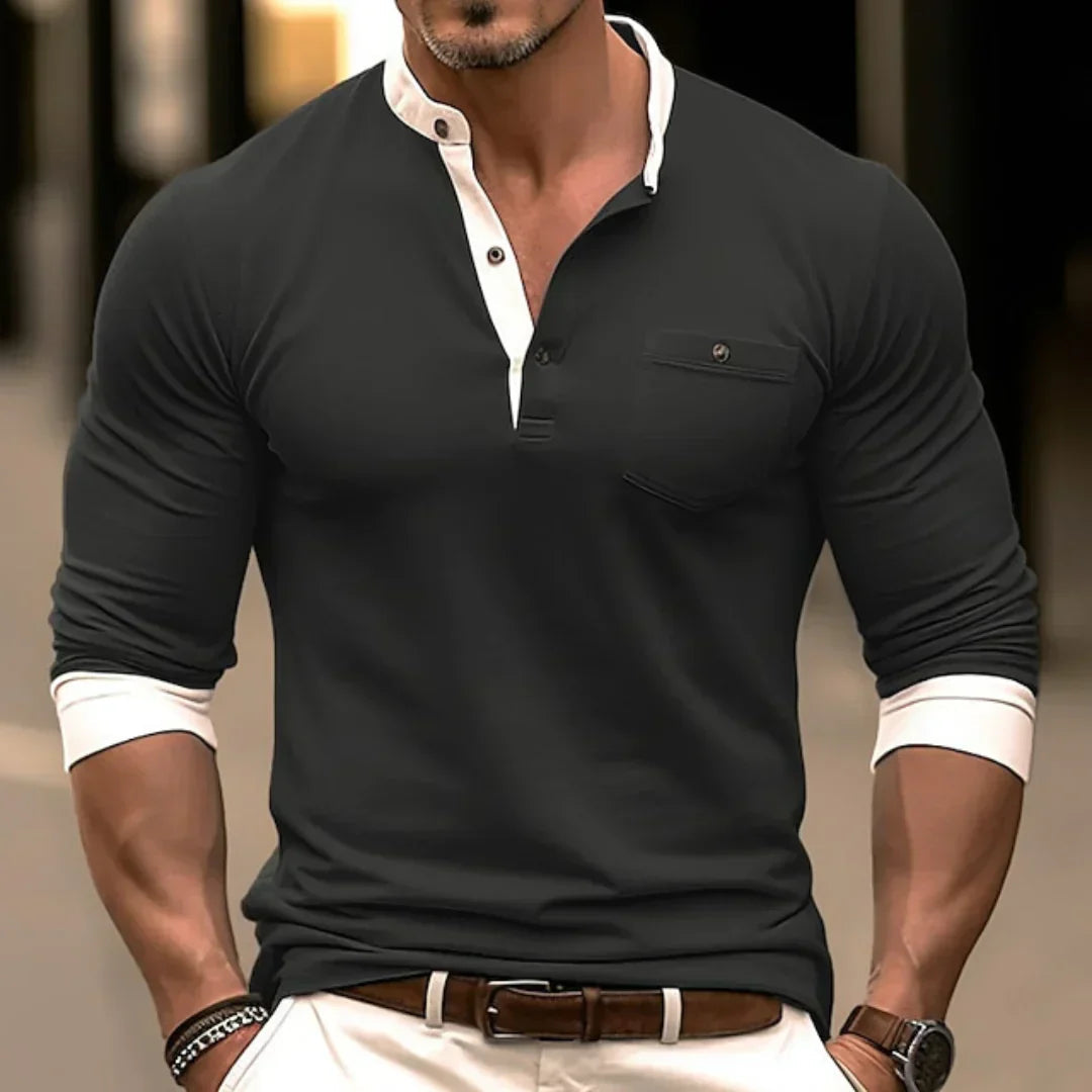 Davy | Men's Long Sleeve Buttoned Neck Shirt